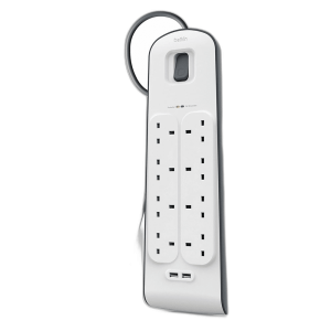 Belkin Surge Protection Strip Cable, 8 Way with USB Charging
