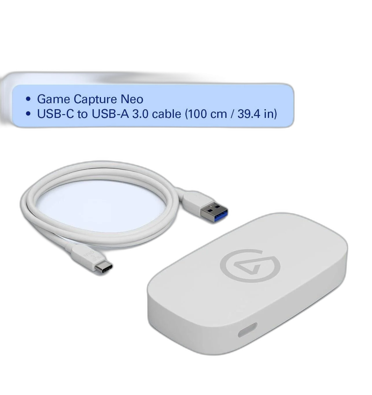 Elgato Game Capture Neo device and included USB cable