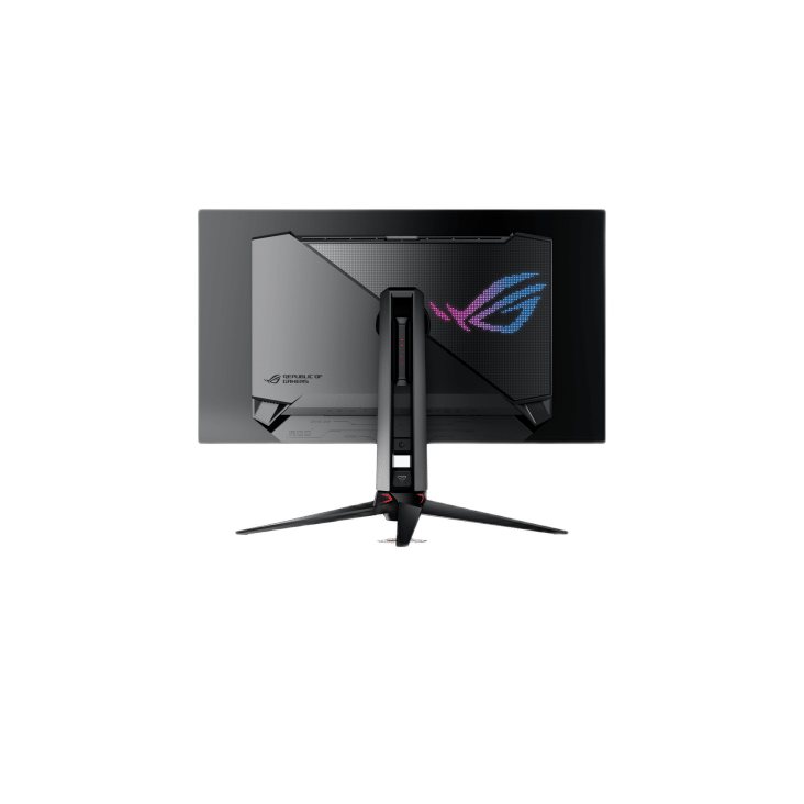ASUS ROG Swift OLED PG32UCDM monitor rear angled view