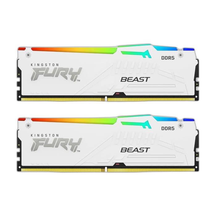 Kingston Fury Beast RGB 32GB (2x16GB) DDR5 6000MT/s CL36 Memory Kit - White