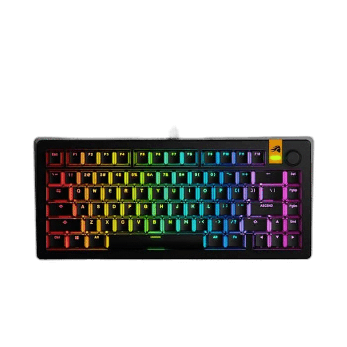 Glorious GMMK3 75% Wired Mechanical Keyboard, Fox Switches, Black