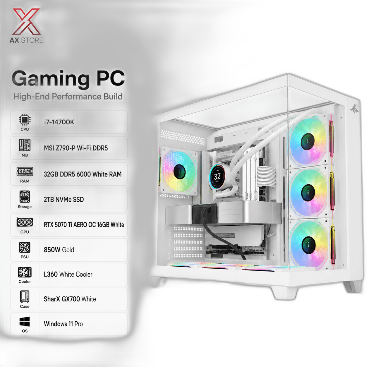 RTX 5070 Ti Gaming PC, Intel i7-14700K