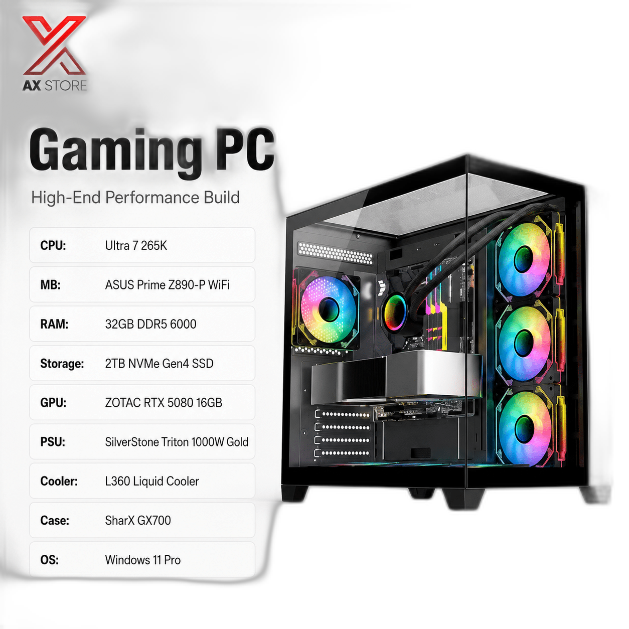 RTX 5080 Gaming PC, Intel Ultra 7 265K