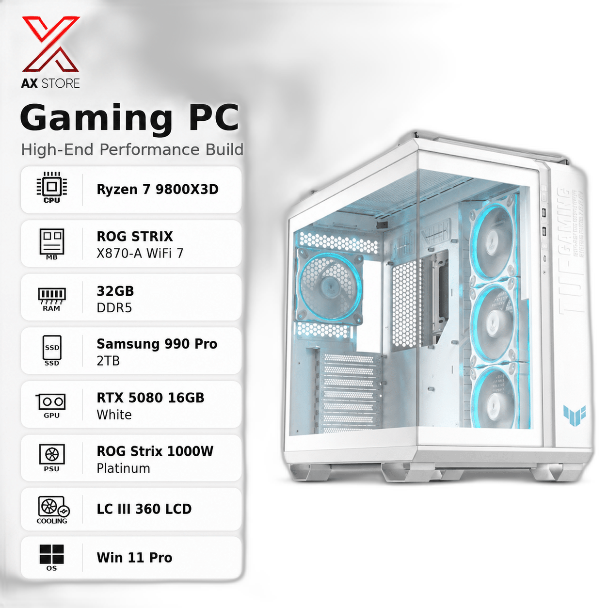 RYZEN 7 9800X3D Gaming PC, RTX 5080