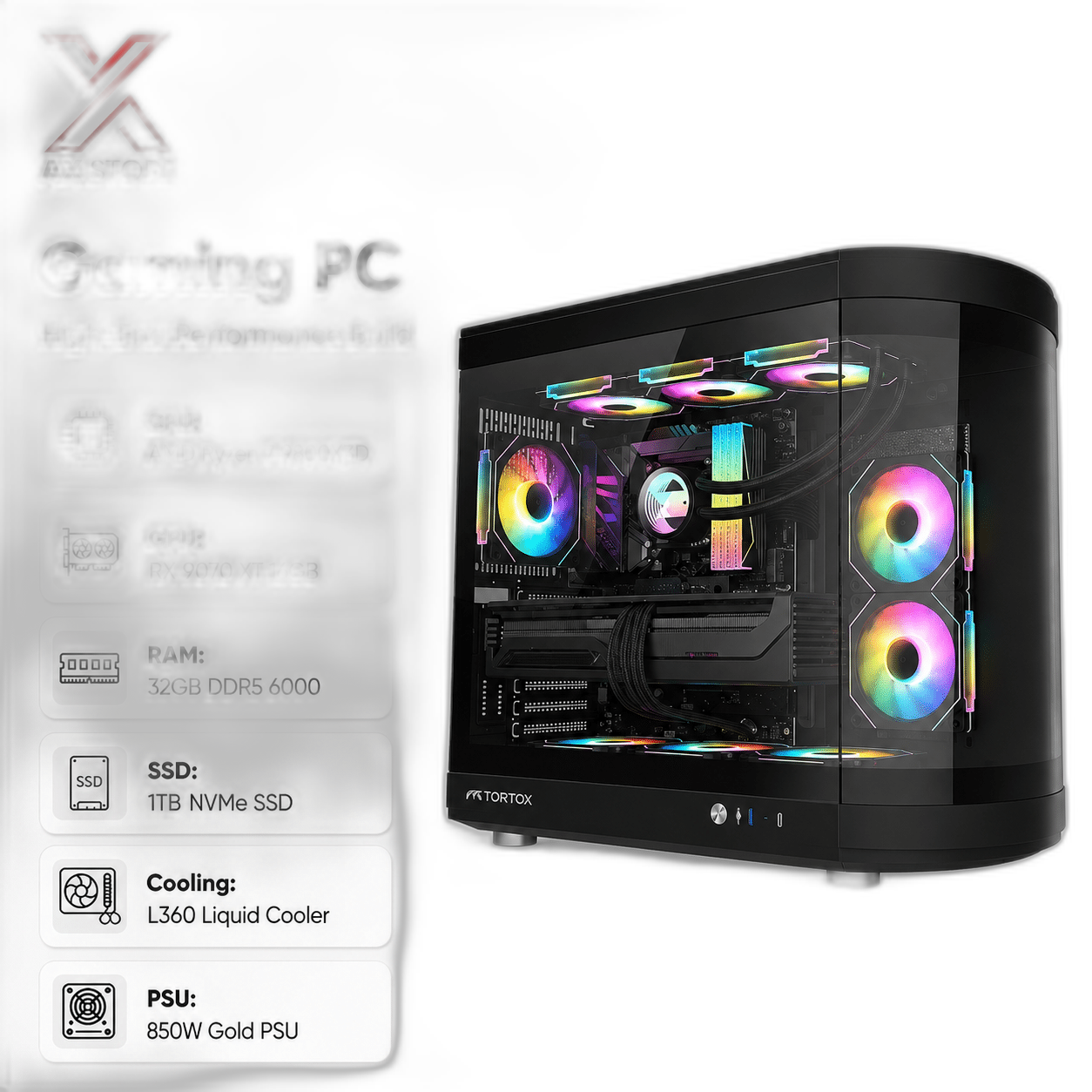 RX 9070 XT Gaming PC, AMD Ryzen 7 9800X3D
