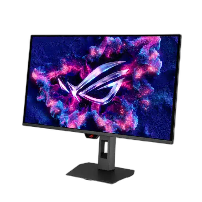 ASUS ROG Strix OLED XG32UQDMS gaming monitor angled front view