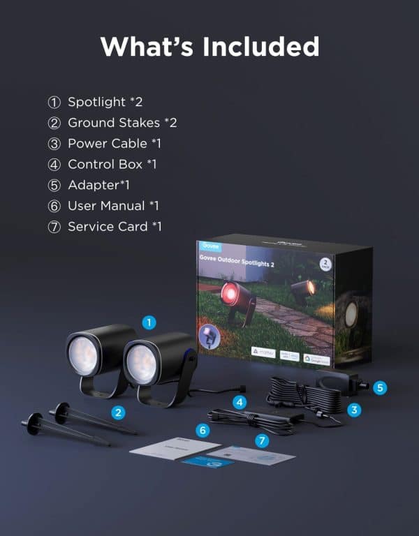 Govee Outdoor Spotlights 2 two-pack contents