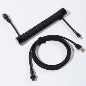 GravaStar Coiled Aviator USB Cable in Black with 4-pin aviator connector