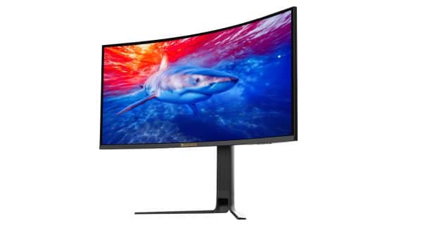 SADES BL-Shark curved ultrawide gaming monitor rear RGB view