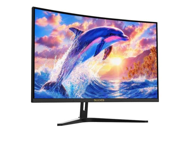 SADES FS-Dolphin-32 curved gaming monitor angled view