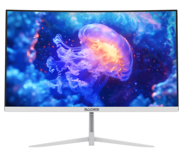 SADES NC-Pelagia curved gaming monitor white angled view