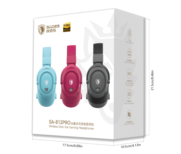 SADES SA-812PRO Tri-Mode Wireless Gaming Headset – LED Battery Display - AX Store Kuwait - 2