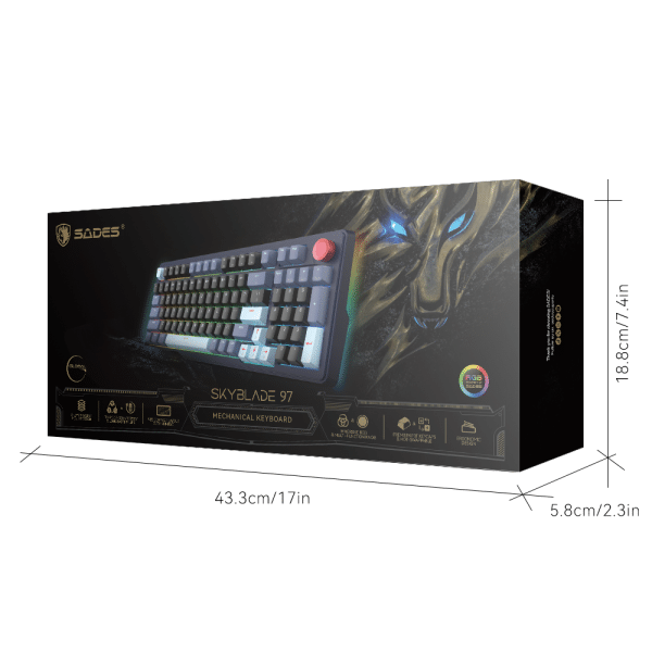 SADES Skyblade 97 keyboard side LED bar view