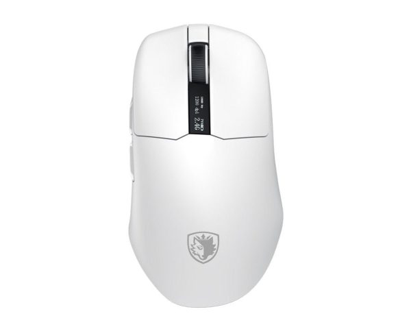 SADES Striker S2 wireless gaming mouse white with OLED panel