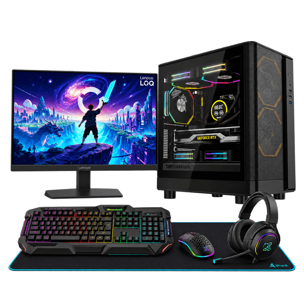 RTX 5060 Gaming PC – Ryzen 5 9600X – DB330M Black + Monitor