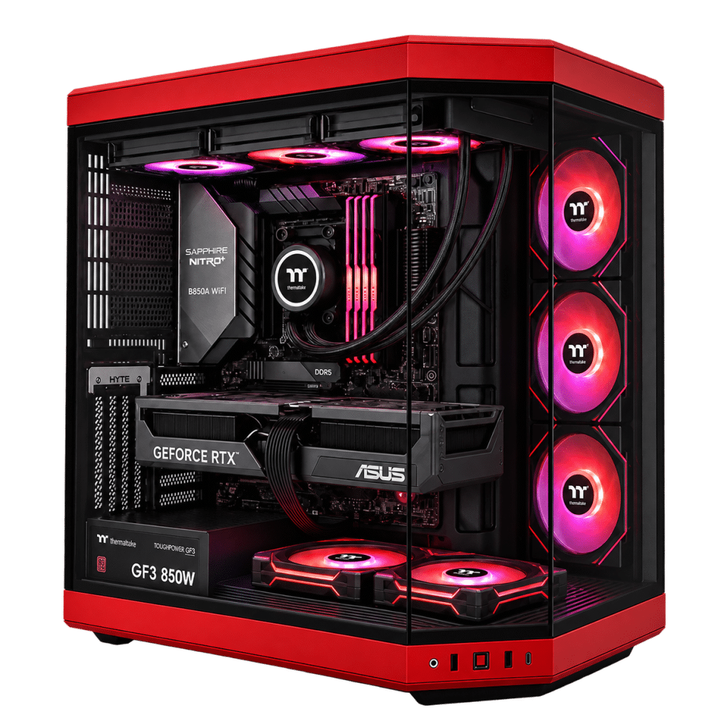 RTX 5070 Gaming PC – Ryzen 7 9700X – HYTE Y70 Black/Red