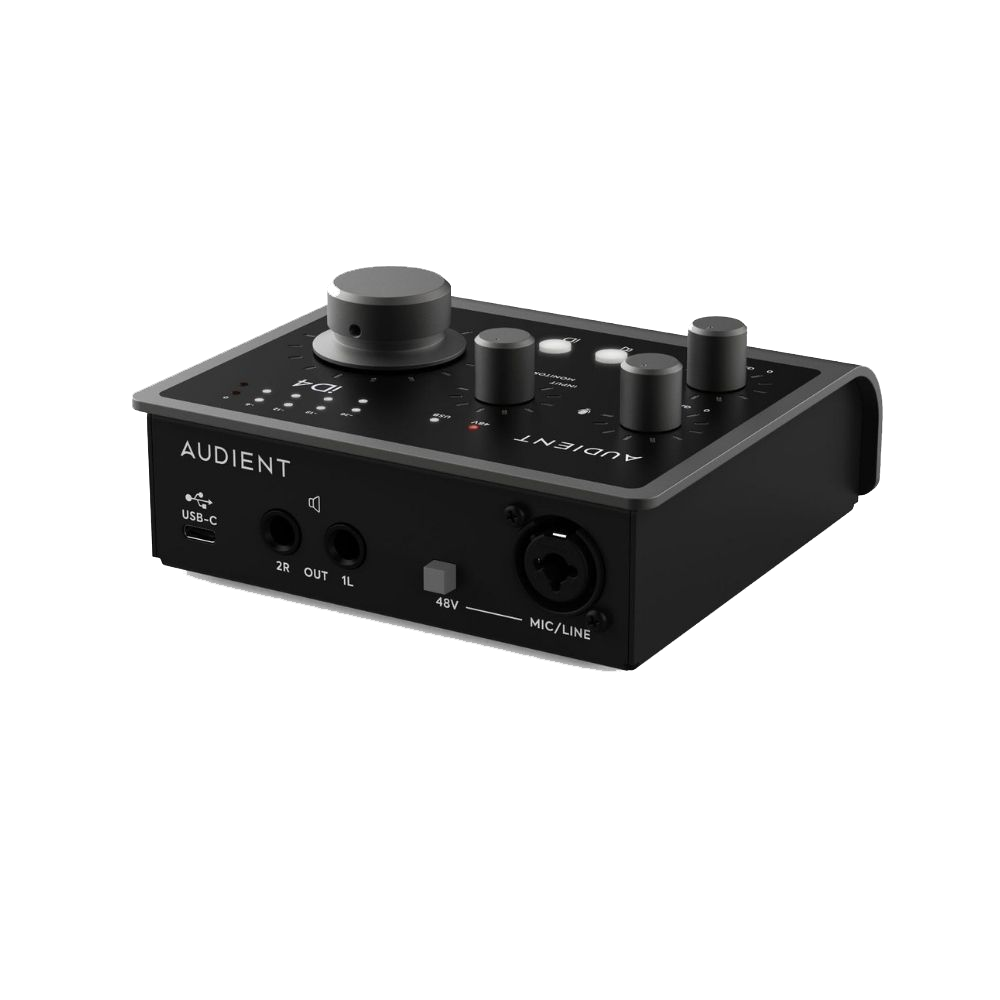 Audient iD4 MKII rear microphone input and monitor outputs