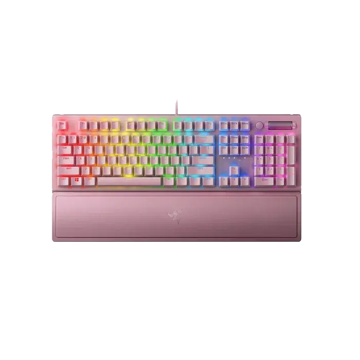 Razer BlackWidow V3 Quartz Green Switch top view with wrist rest