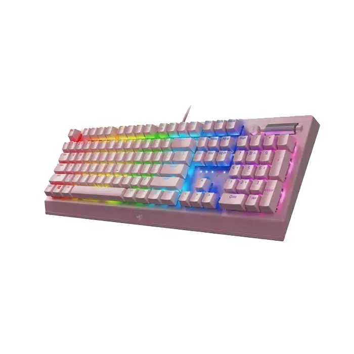 Razer BlackWidow V3 Quartz Green Switch angled view