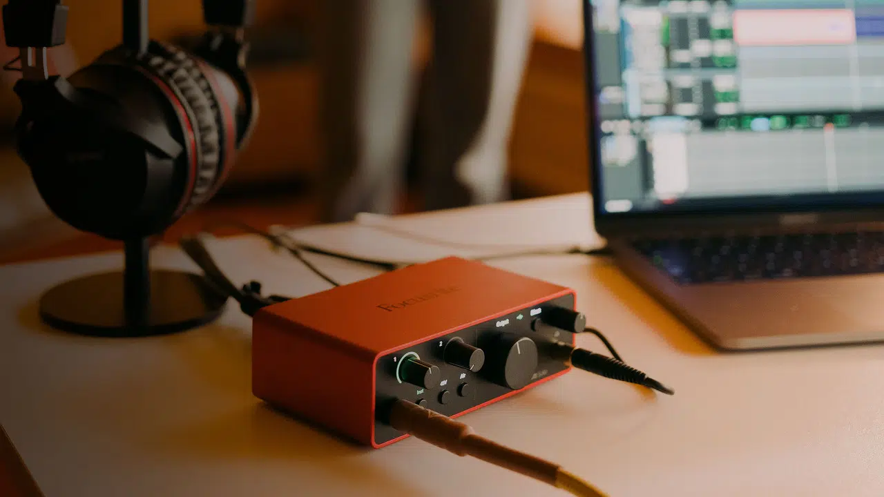 Focusrite Scarlett Solo 4th Gen desktop recording setup