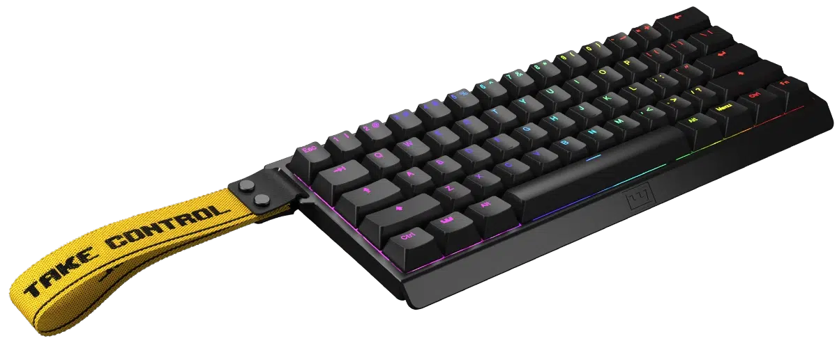 Black Wooting 60HE+ keyboard with its compact 60 percent layout
