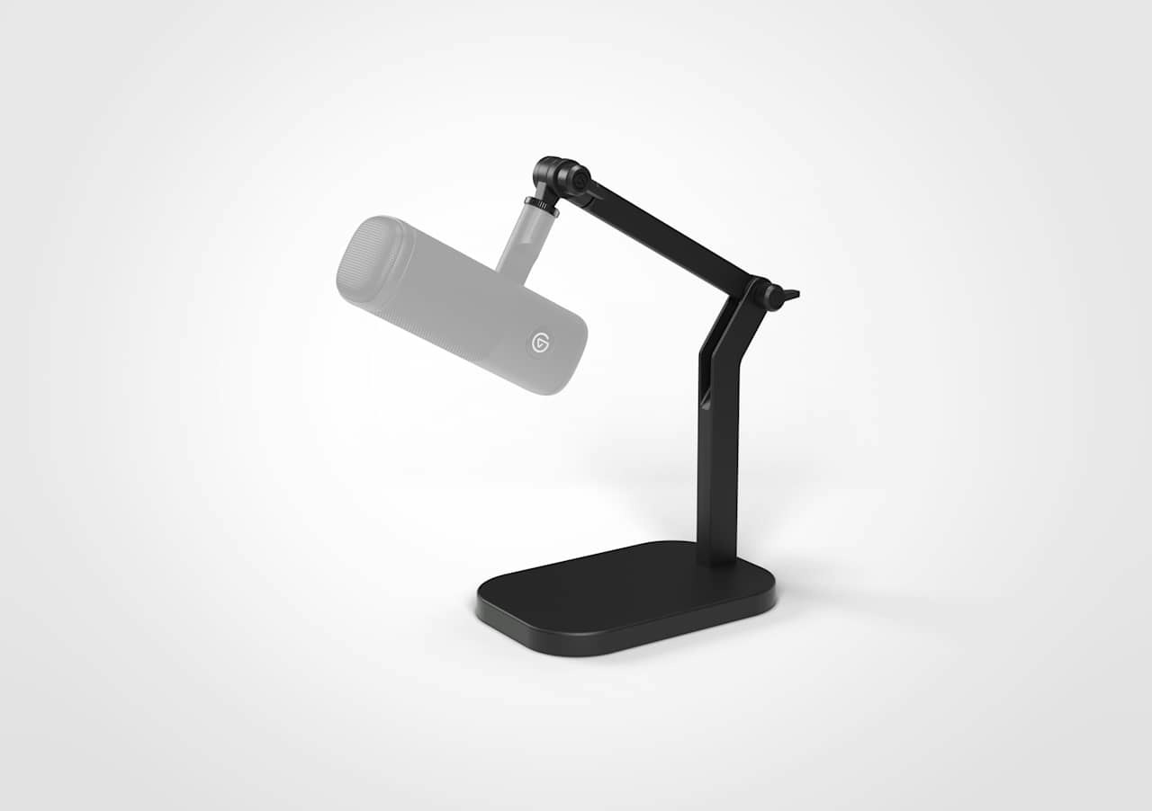 Elgato Wave Desk Stand with grey microphone placement illustration; microphone not included