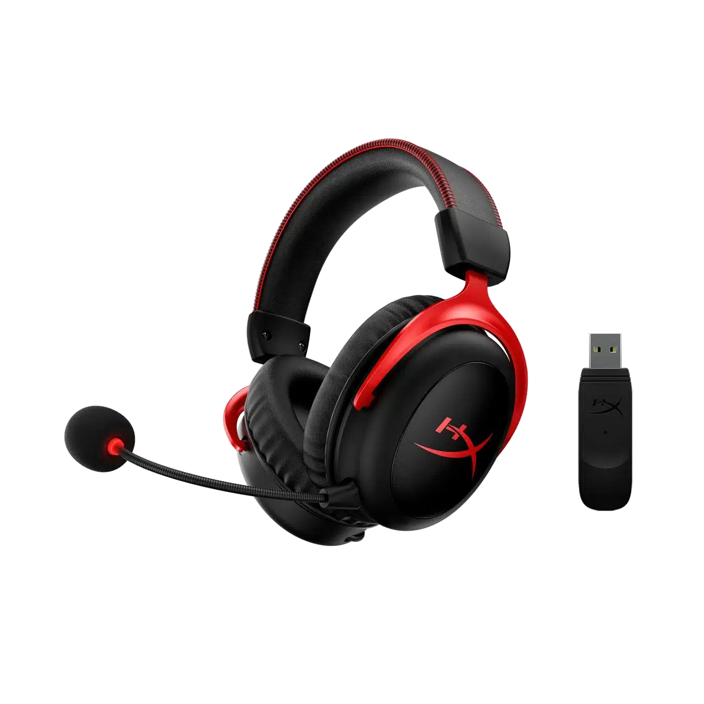 Hyperx Cloud Ii Wireless Black Red, headset and USB wireless adapter