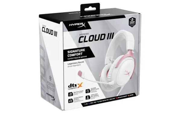 HyperX Cloud III Wired Gaming Headset – White/Pink - AX Store Kuwait - 5