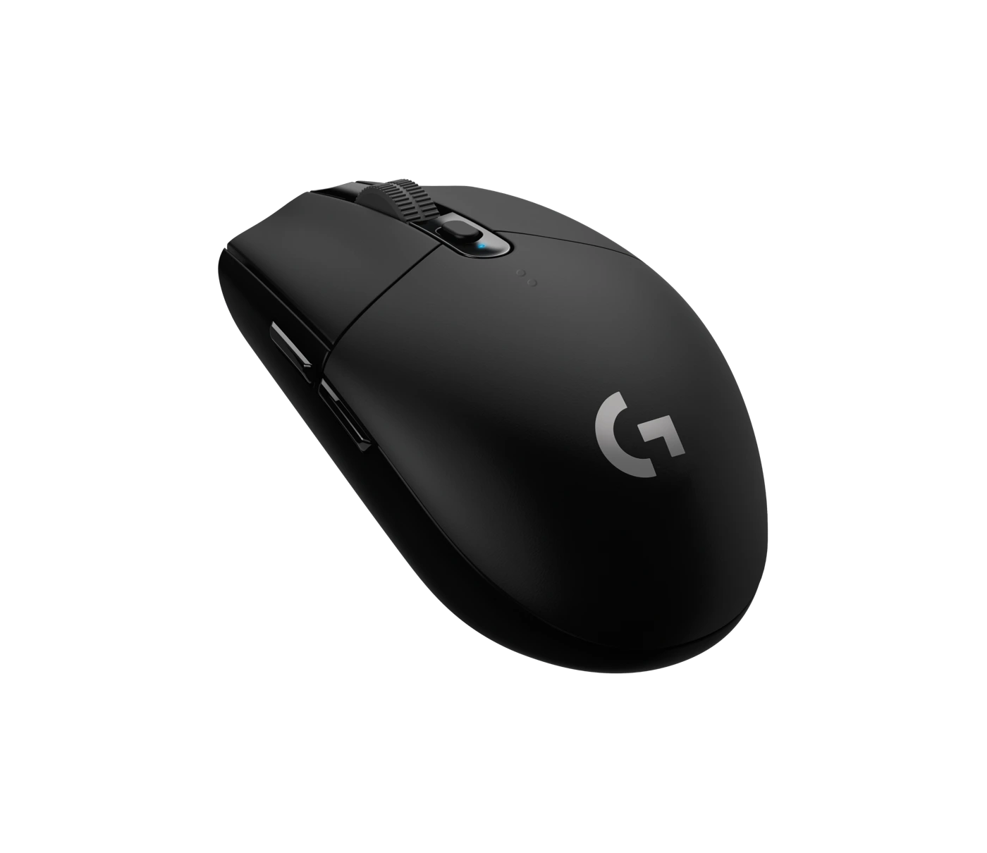Logitech G305 LIGHTSPEED black mouse rear angle view