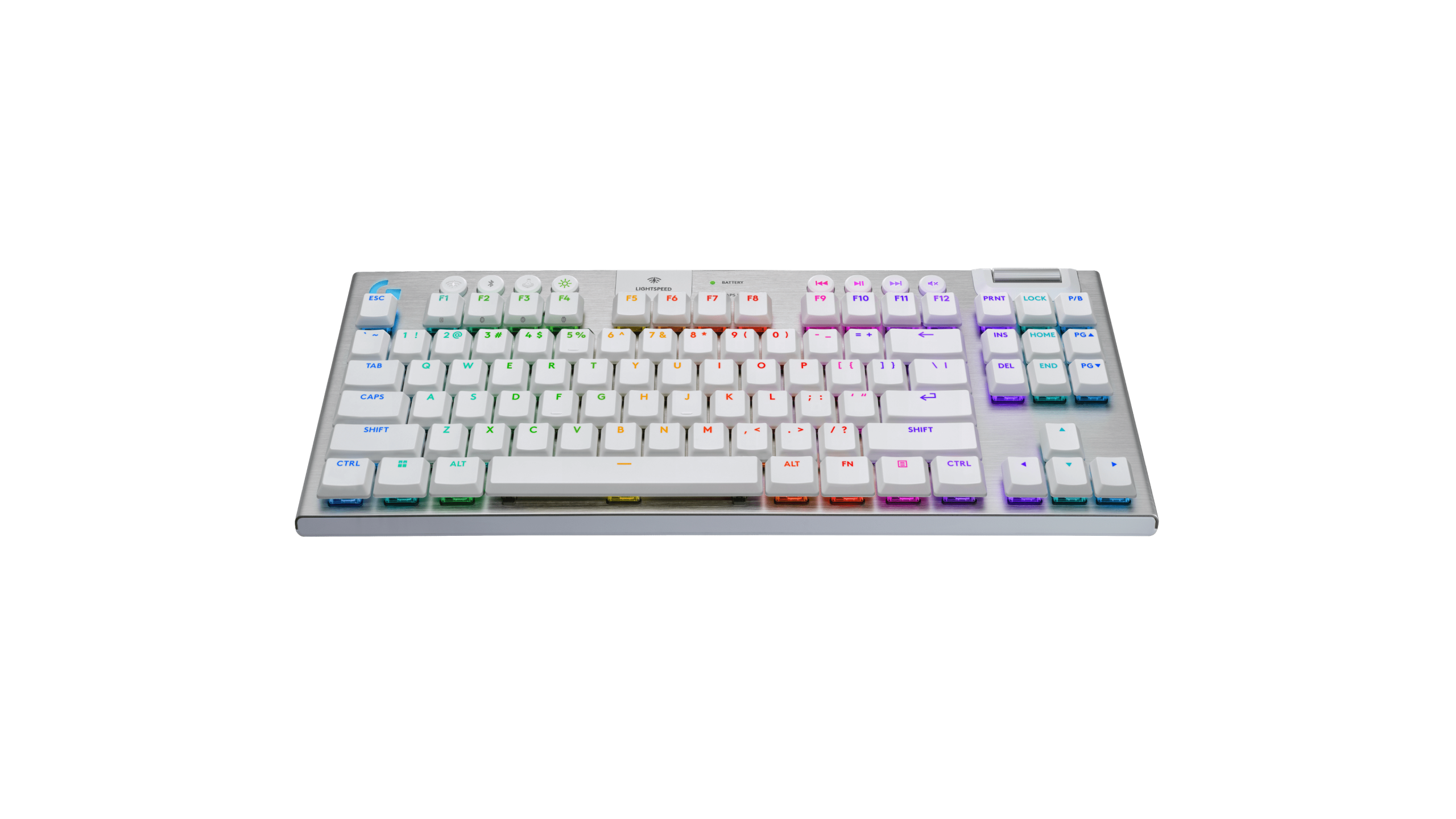 Logitech G915 X LIGHTSPEED TKL white keyboard, typing angle