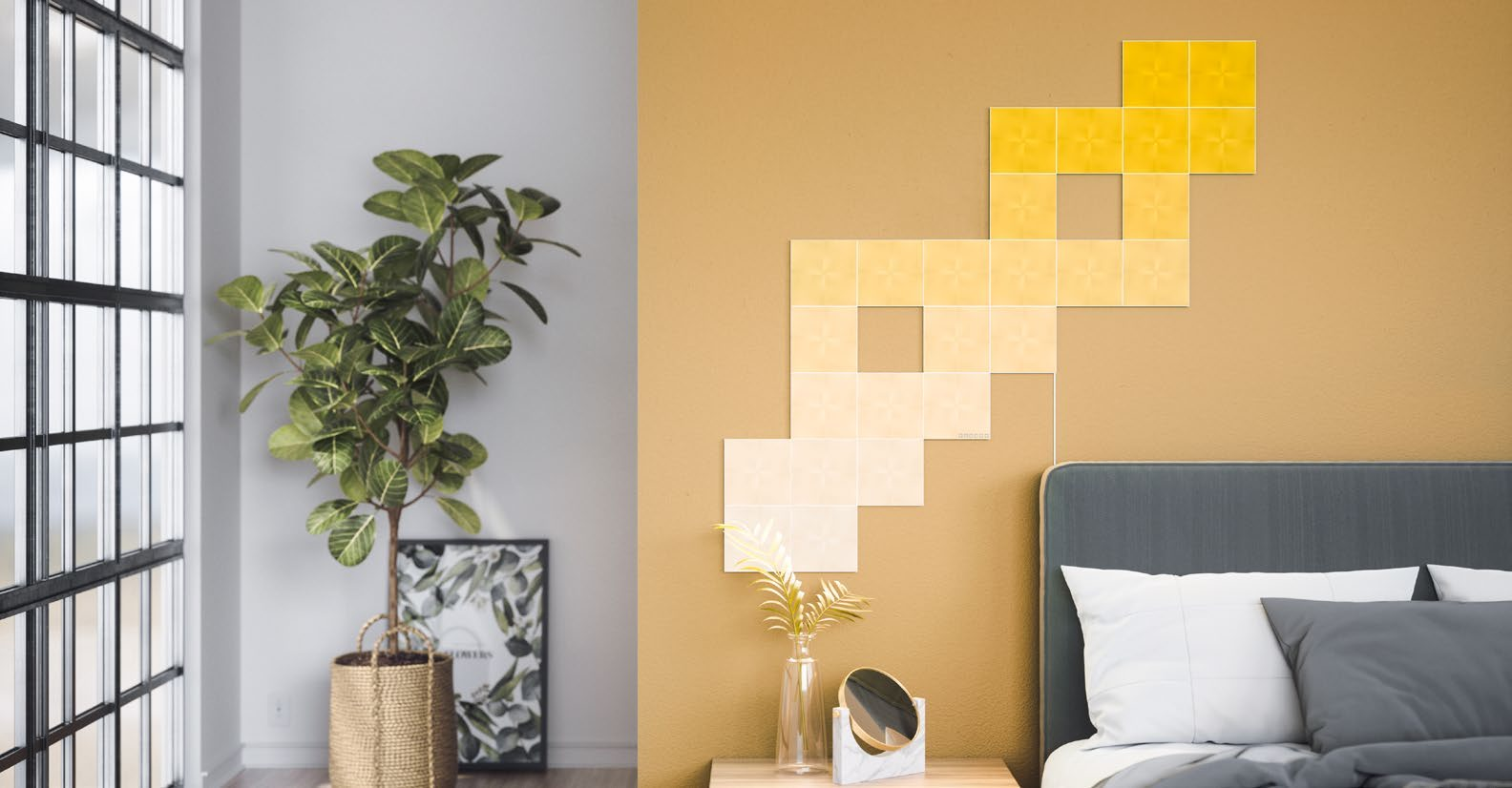 Nanoleaf Canvas expanded bedroom lighting layout