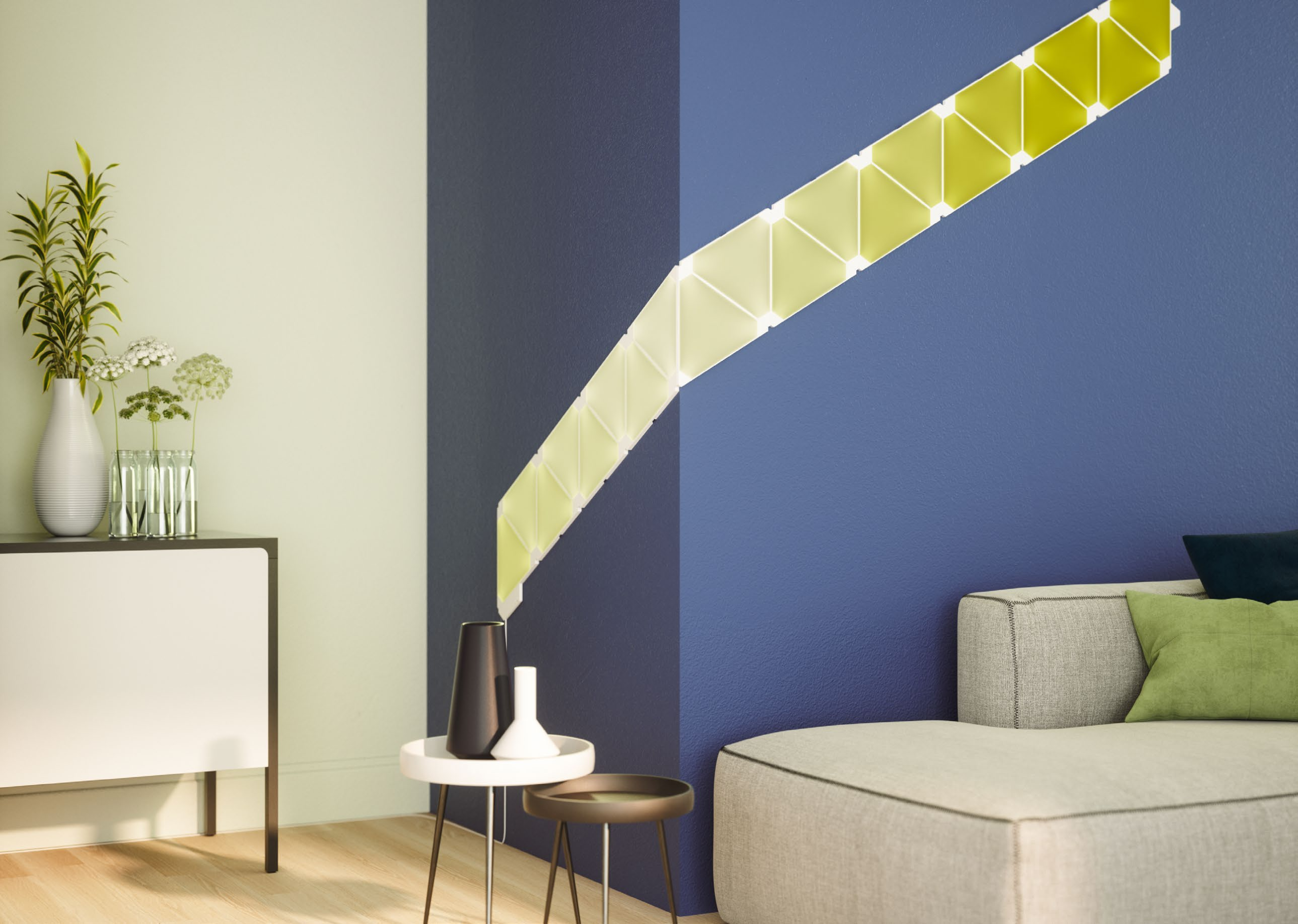 Nanoleaf Light Panels expanded living room layout
