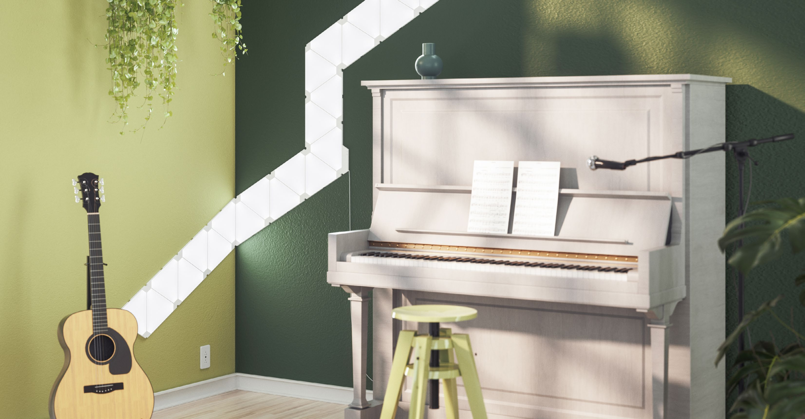 Nanoleaf Light Panels expanded music room layout