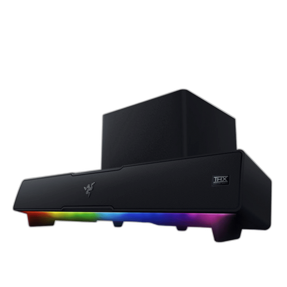 Razer Leviathan V2 soundbar and subwoofer angled view