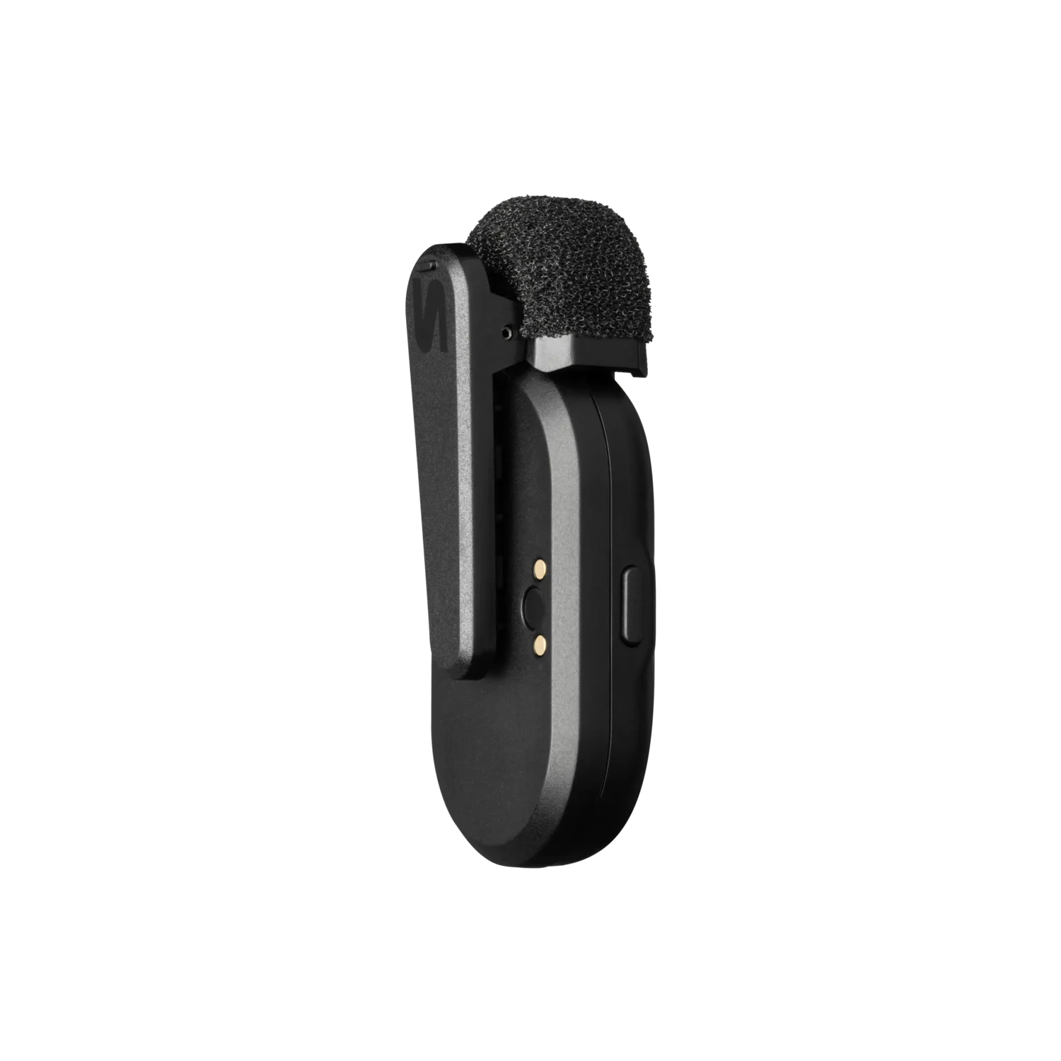Shure MoveMic One microphone side view and clothing clip