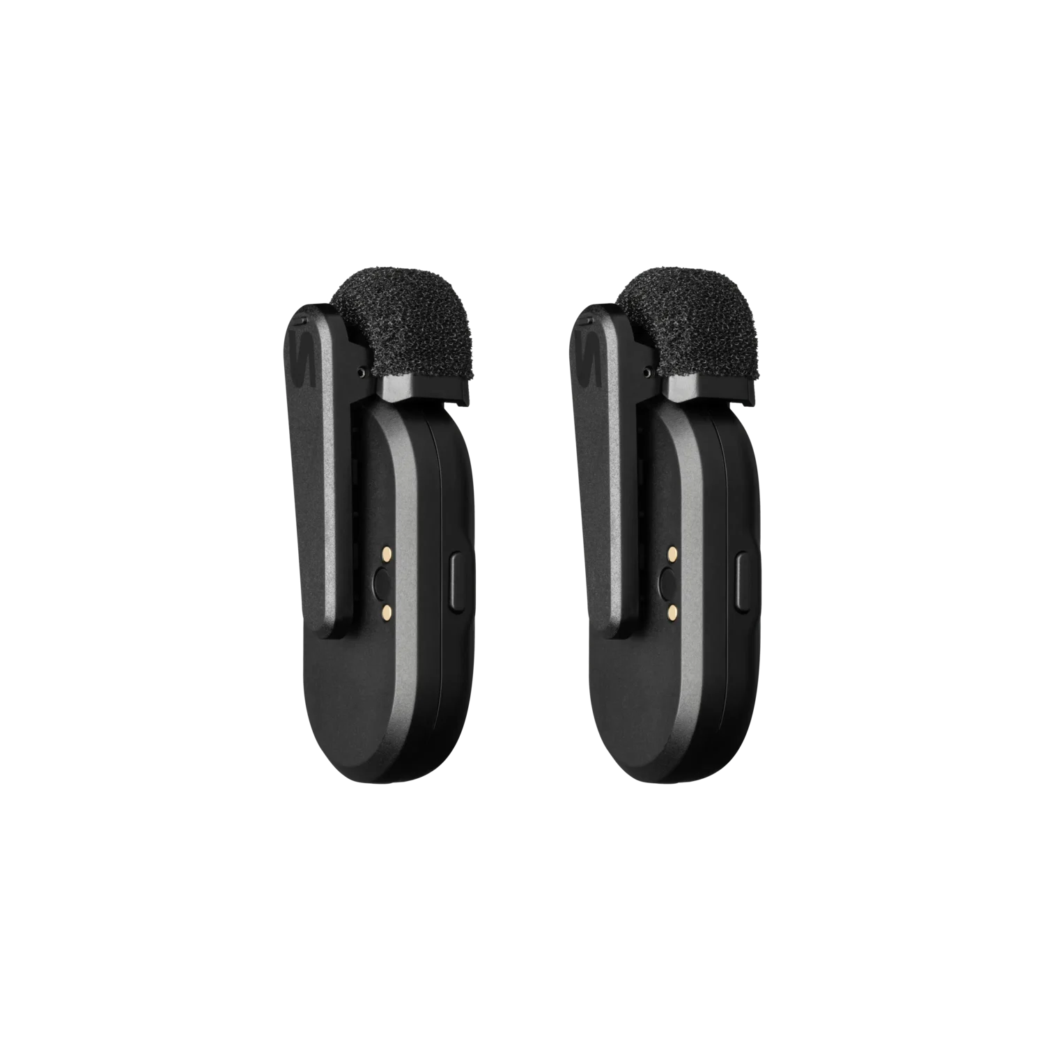 Shure MoveMic Two microphones showing clothing clips