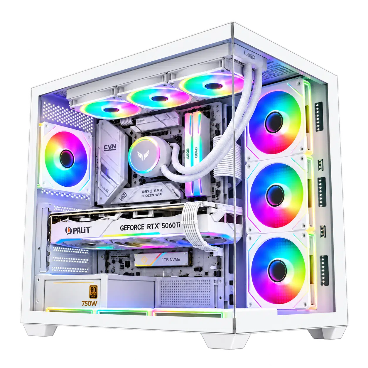 Gaming PC Ryzen 7 9700X – RTX 5060 Ti 16GB, 16GB DDR5, 1TB SSD – White — product view