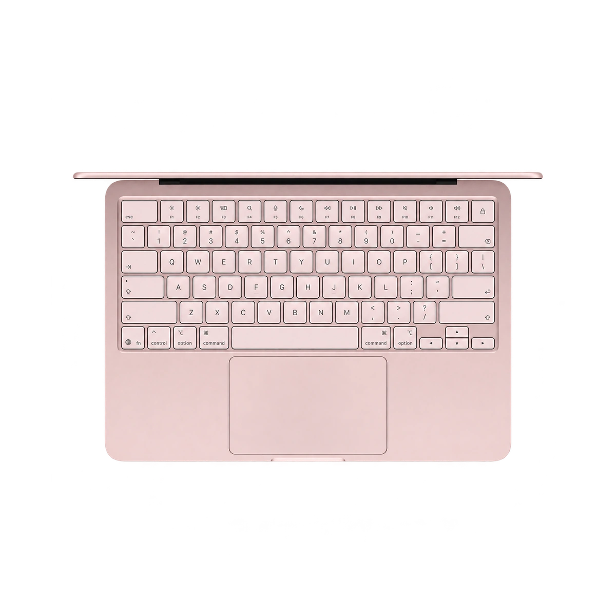 Apple MacBook Neo Blush keyboard and Multi-Touch trackpad with lock key — official English-layout illustration