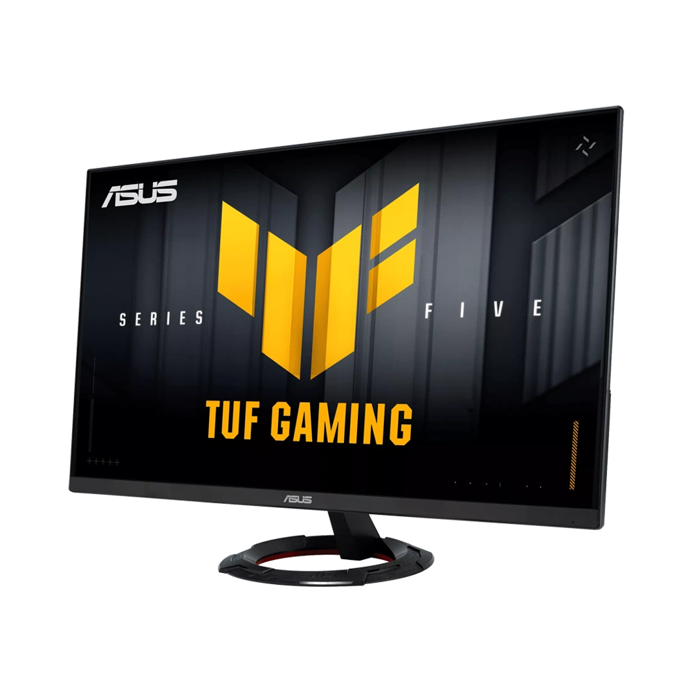 ASUS TUF Gaming VG279Q5R right angled view of the black gaming monitor