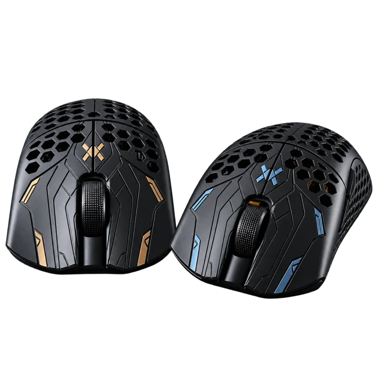 Finalmouse UltralightX Lion Guardian and Phantom angled views showing the shell shape