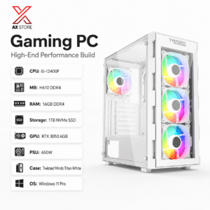 RTX 3050 6GB Gaming PC – i5-12400F – Twisted Minds Titan White