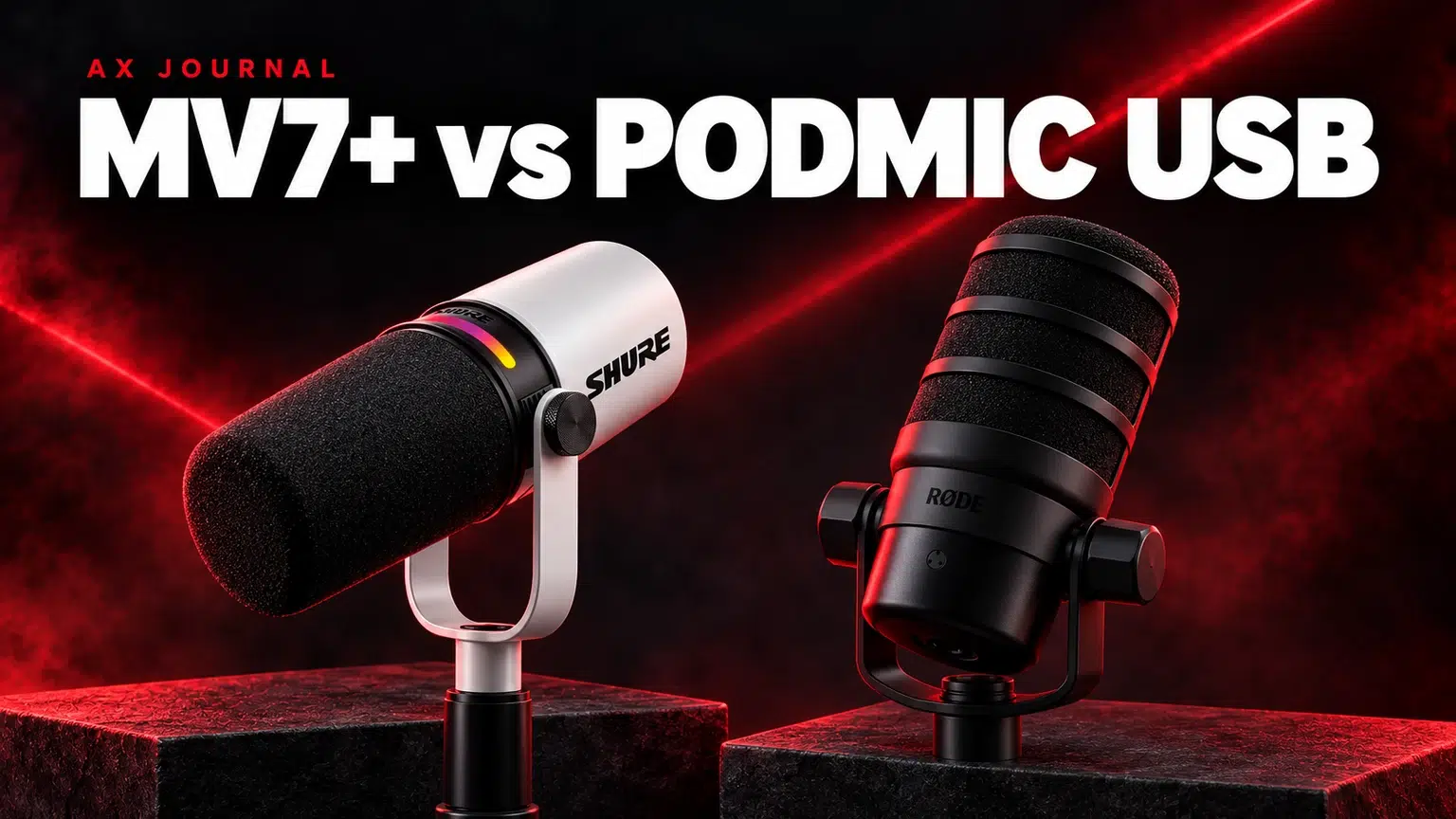 Shure MV7+ vs RØDE PodMic USB — AX Journal guide