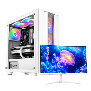 RTX 5060 Gaming PC – i5-14400F – Y Pro Arctic White + Monitor