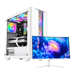 RTX 5060 Gaming PC – i5-14400F – Y Pro Arctic White + Monitor