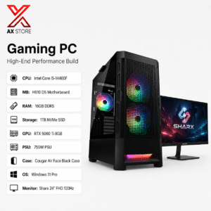 RTX 5060 Ti 8GB Gaming PC – i5-14400F – Air Face White + Monitor