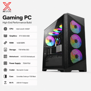 RTX 5050 Gaming PC – i5-14400F – GameMax Destroyer TGB Black
