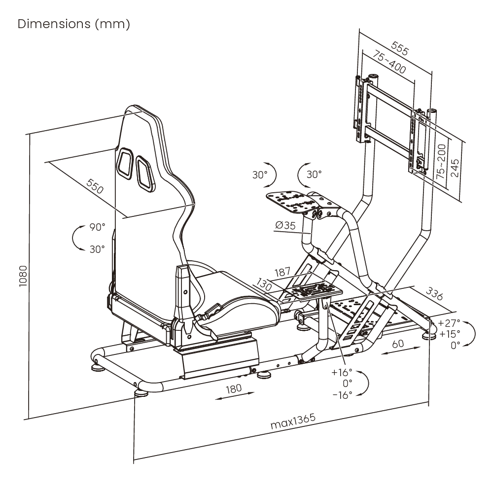 GAMVITY LRS09-BS03 Black/Blue racing simulator cockpit – product view 3
