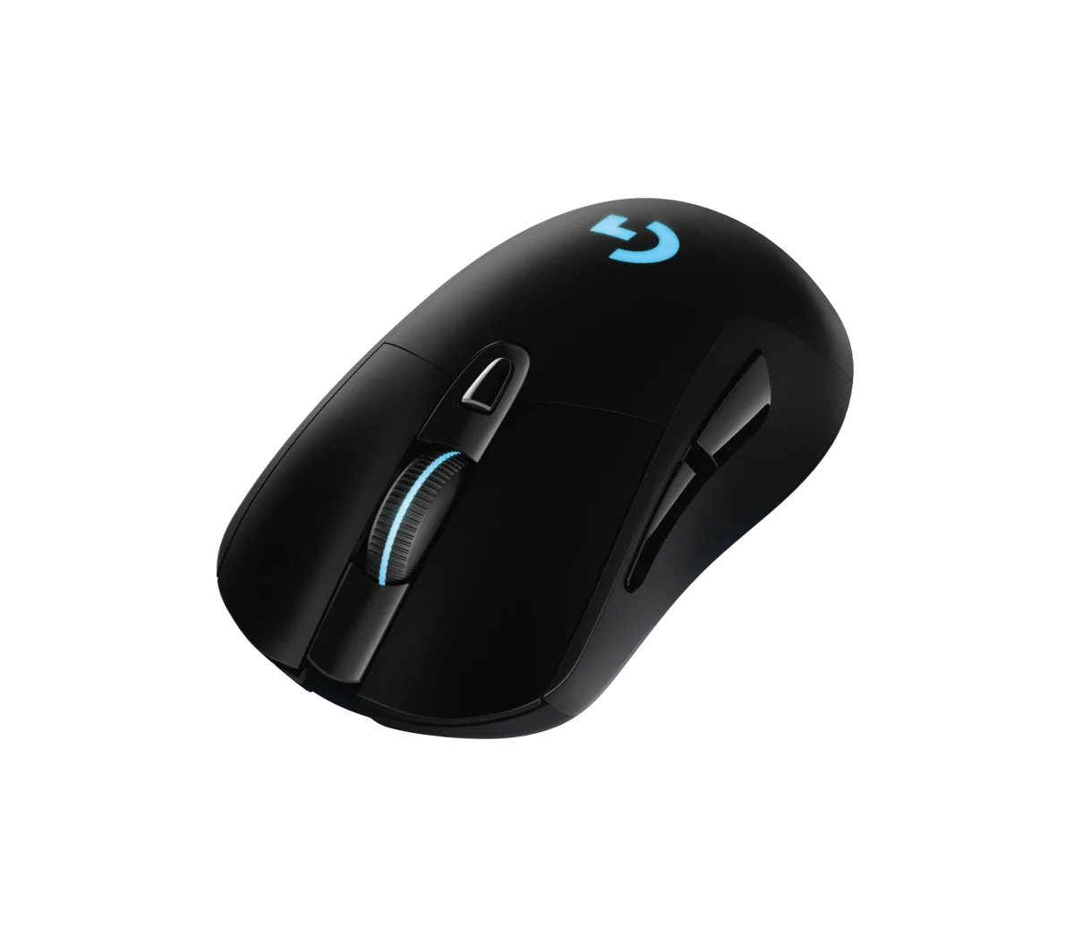 Logitech G703 HERO LIGHTSPEED mouse, rear three-quarter view