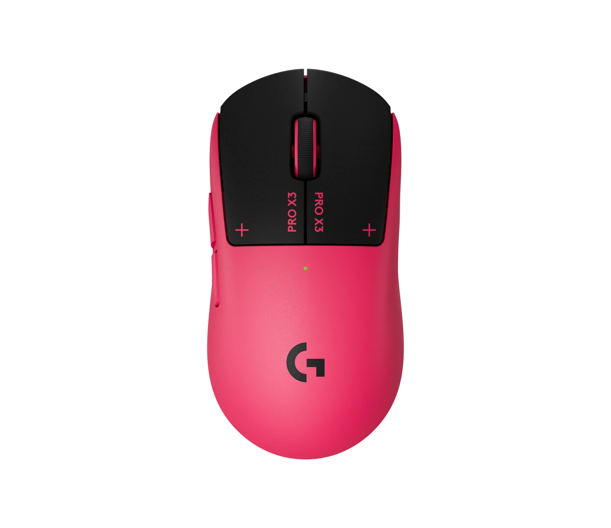 Logitech G PRO X3 SUPERSTRIKE wireless gaming mouse in Magenta Eclipse with pink body and dark main buttons