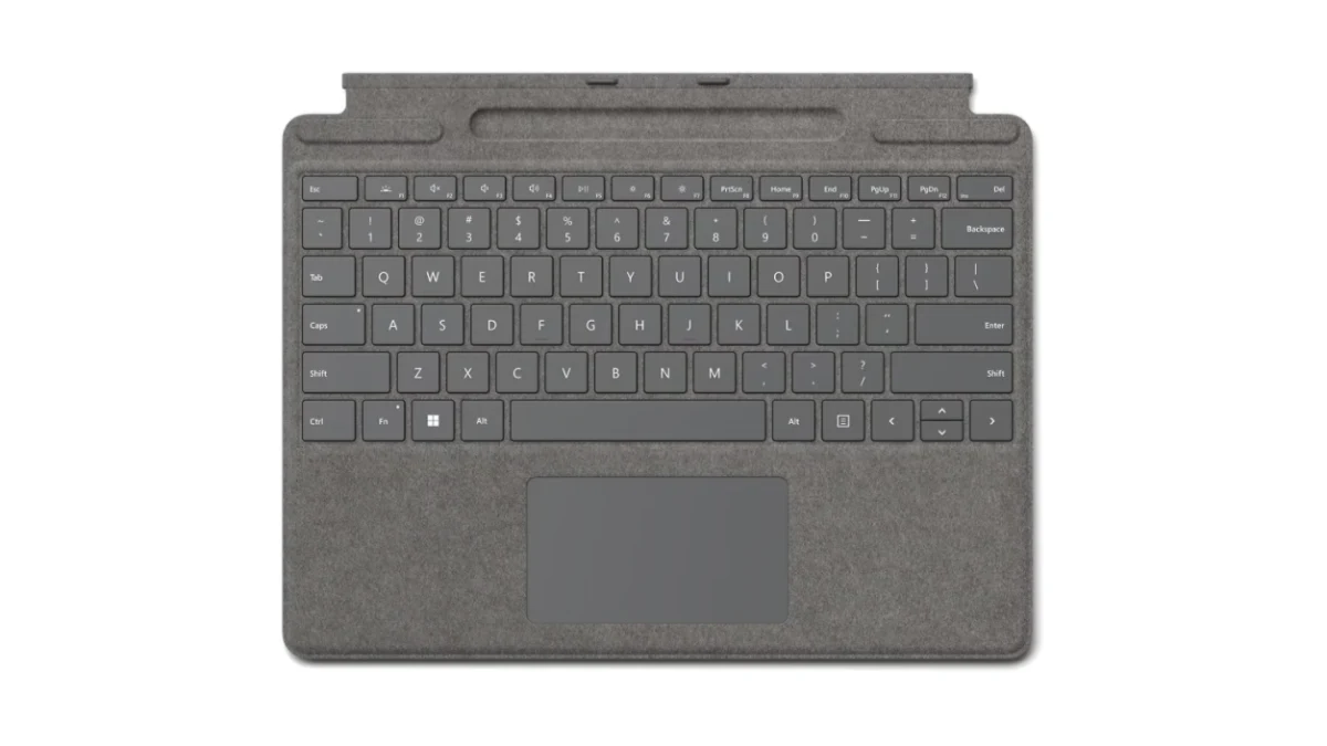 Surface Pro Signature Keyboard Platinum component reference; keyboard layout varies by market